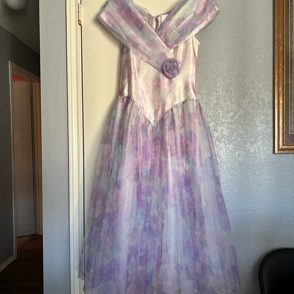 Lavender and Pink Floral Gown